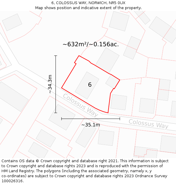 6, COLOSSUS WAY, NORWICH, NR5 0UX: Plot and title map