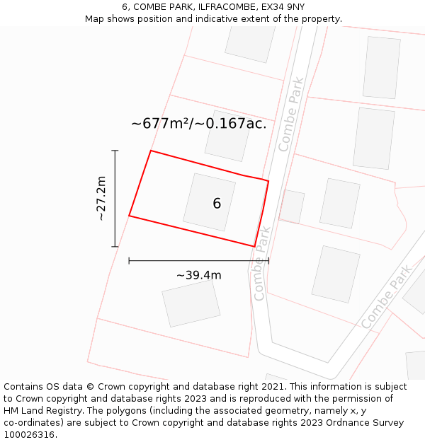 6, COMBE PARK, ILFRACOMBE, EX34 9NY: Plot and title map