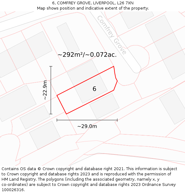 6, COMFREY GROVE, LIVERPOOL, L26 7XN: Plot and title map