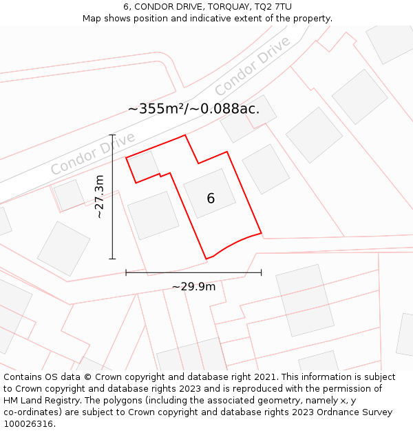 6, CONDOR DRIVE, TORQUAY, TQ2 7TU: Plot and title map