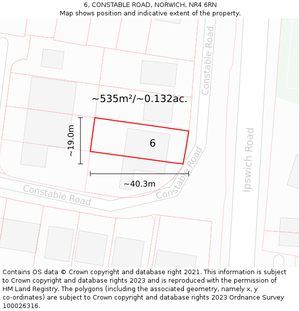 6, CONSTABLE ROAD, NORWICH, NR4 6RN: Plot and title map