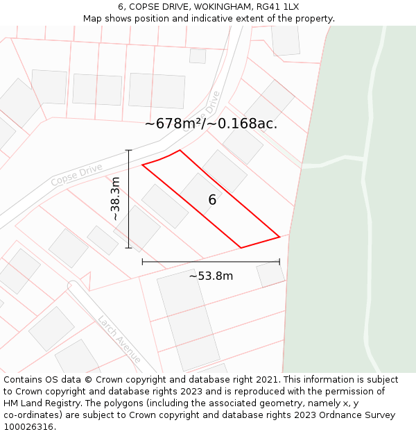 6, COPSE DRIVE, WOKINGHAM, RG41 1LX: Plot and title map