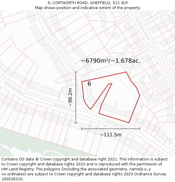 6, CORTWORTH ROAD, SHEFFIELD, S11 9LP: Plot and title map