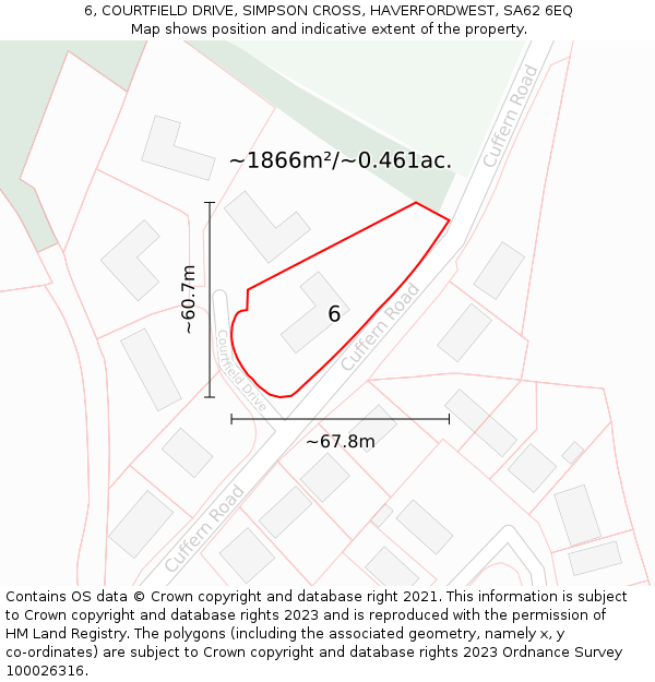6, COURTFIELD DRIVE, SIMPSON CROSS, HAVERFORDWEST, SA62 6EQ: Plot and title map