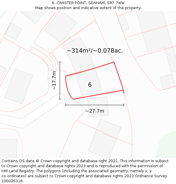 6, CRASTER POINT, SEAHAM, SR7 7WW: Plot and title map