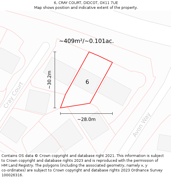 6, CRAY COURT, DIDCOT, OX11 7UE: Plot and title map