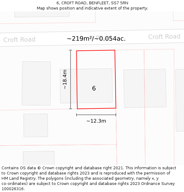 6, CROFT ROAD, BENFLEET, SS7 5RN: Plot and title map