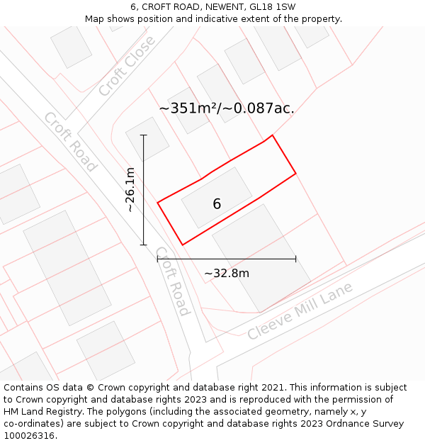 6, CROFT ROAD, NEWENT, GL18 1SW: Plot and title map