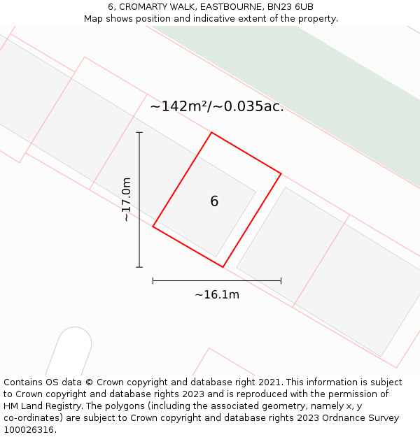 6, CROMARTY WALK, EASTBOURNE, BN23 6UB: Plot and title map