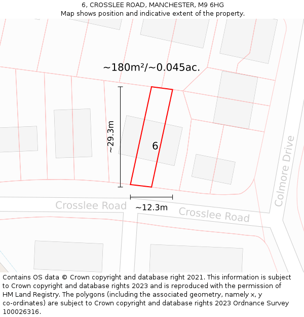 6, CROSSLEE ROAD, MANCHESTER, M9 6HG: Plot and title map