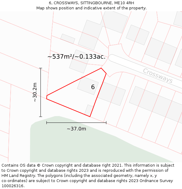 6, CROSSWAYS, SITTINGBOURNE, ME10 4RH: Plot and title map