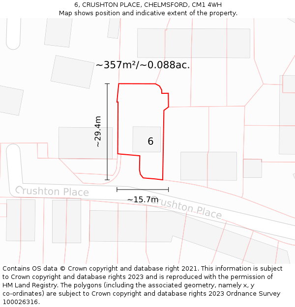 6, CRUSHTON PLACE, CHELMSFORD, CM1 4WH: Plot and title map