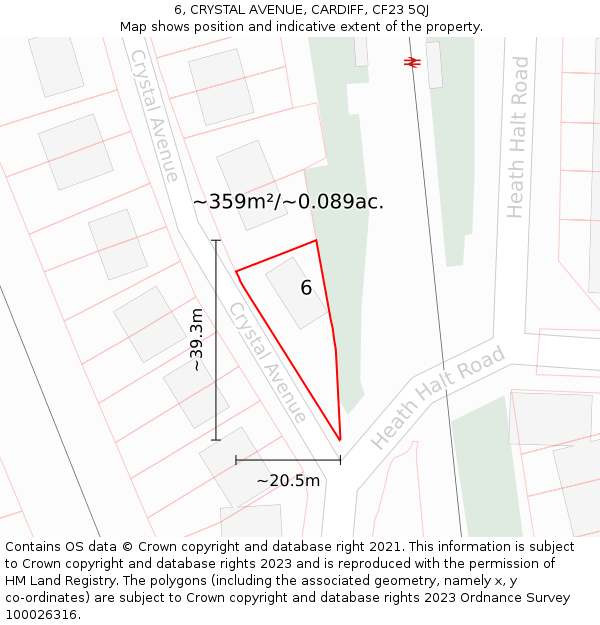 6, CRYSTAL AVENUE, CARDIFF, CF23 5QJ: Plot and title map