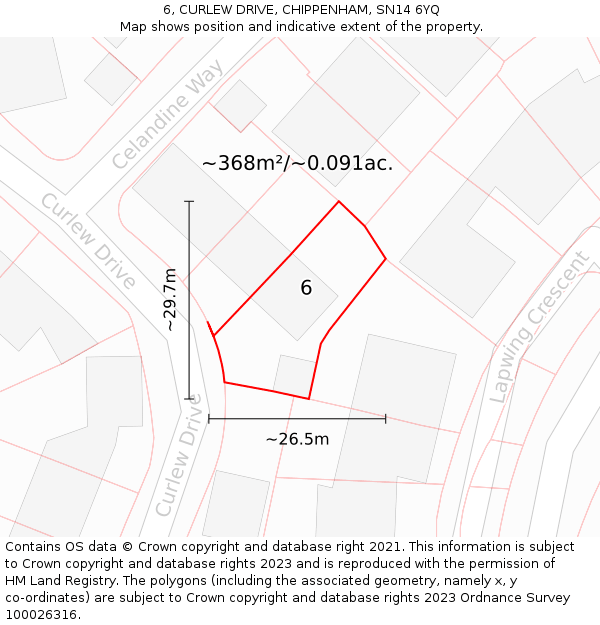 6, CURLEW DRIVE, CHIPPENHAM, SN14 6YQ: Plot and title map