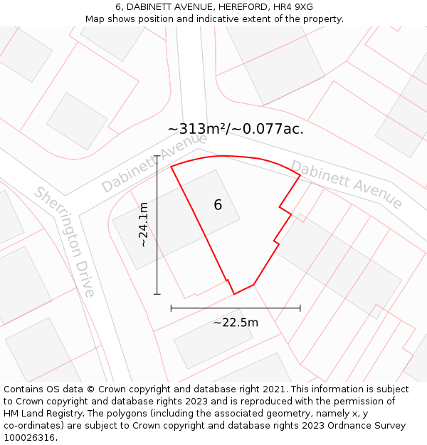 6, DABINETT AVENUE, HEREFORD, HR4 9XG: Plot and title map