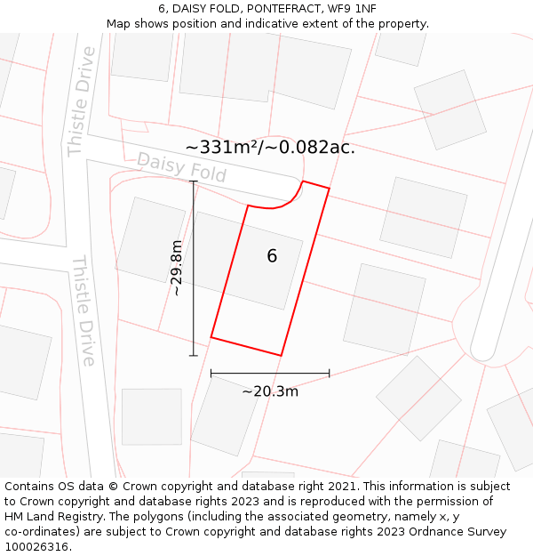 6, DAISY FOLD, PONTEFRACT, WF9 1NF: Plot and title map