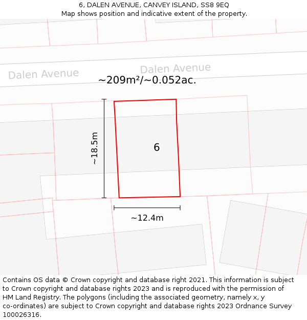 6, DALEN AVENUE, CANVEY ISLAND, SS8 9EQ: Plot and title map