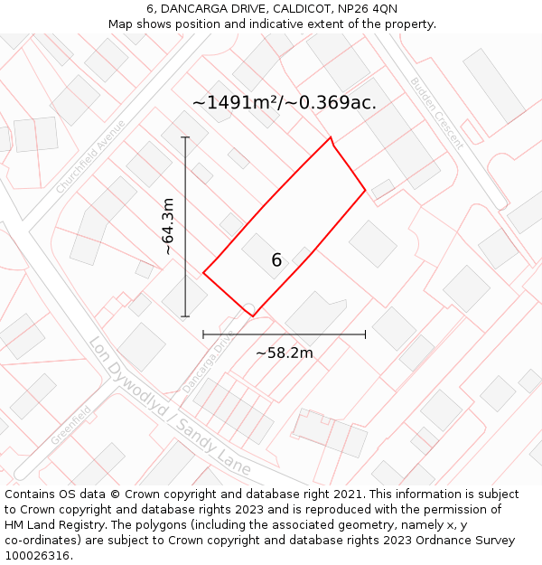 6, DANCARGA DRIVE, CALDICOT, NP26 4QN: Plot and title map