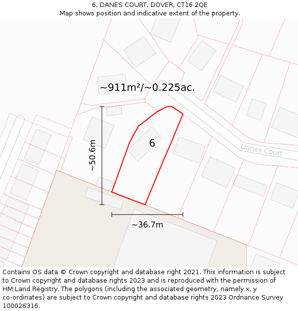 6, DANES COURT, DOVER, CT16 2QE: Plot and title map