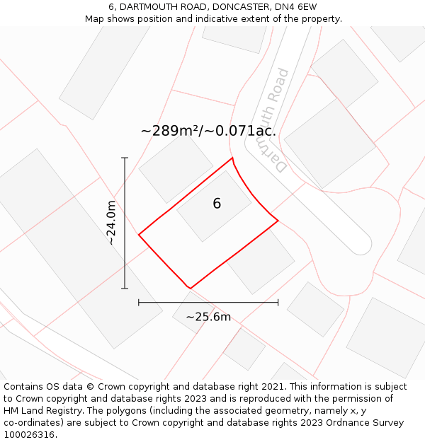 6, DARTMOUTH ROAD, DONCASTER, DN4 6EW: Plot and title map