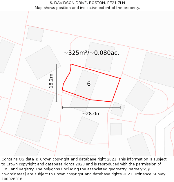 6, DAVIDSON DRIVE, BOSTON, PE21 7LN: Plot and title map