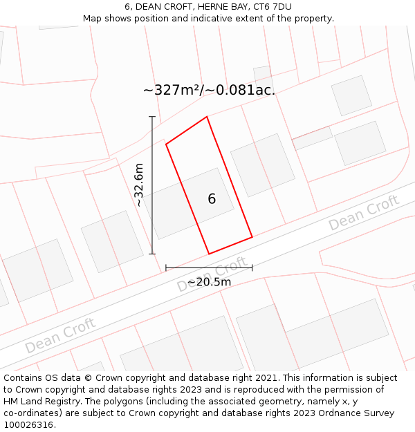 6, DEAN CROFT, HERNE BAY, CT6 7DU: Plot and title map