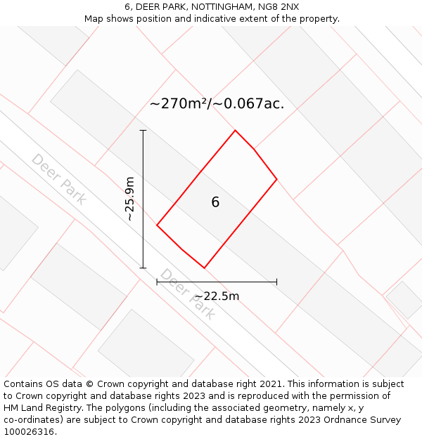 6, DEER PARK, NOTTINGHAM, NG8 2NX: Plot and title map