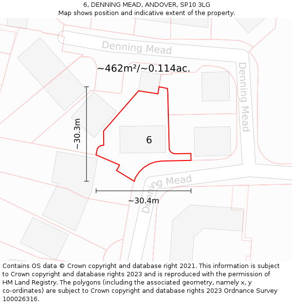 6, DENNING MEAD, ANDOVER, SP10 3LG: Plot and title map