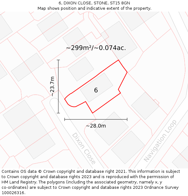 6, DIXON CLOSE, STONE, ST15 8GN: Plot and title map