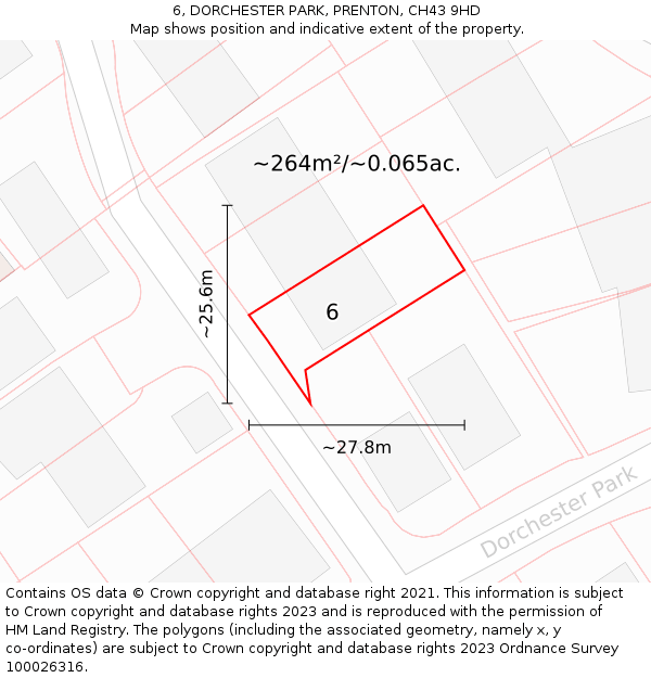 6, DORCHESTER PARK, PRENTON, CH43 9HD: Plot and title map