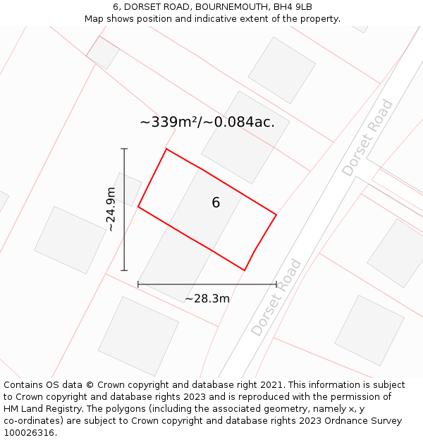6, DORSET ROAD, BOURNEMOUTH, BH4 9LB: Plot and title map
