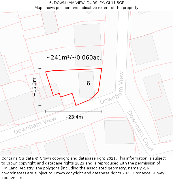 6, DOWNHAM VIEW, DURSLEY, GL11 5GB: Plot and title map