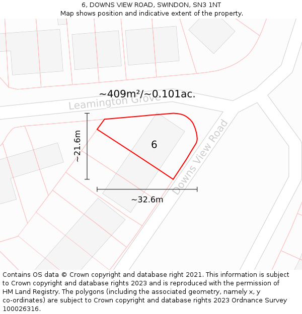 6, DOWNS VIEW ROAD, SWINDON, SN3 1NT: Plot and title map
