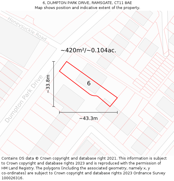 6, DUMPTON PARK DRIVE, RAMSGATE, CT11 8AE: Plot and title map