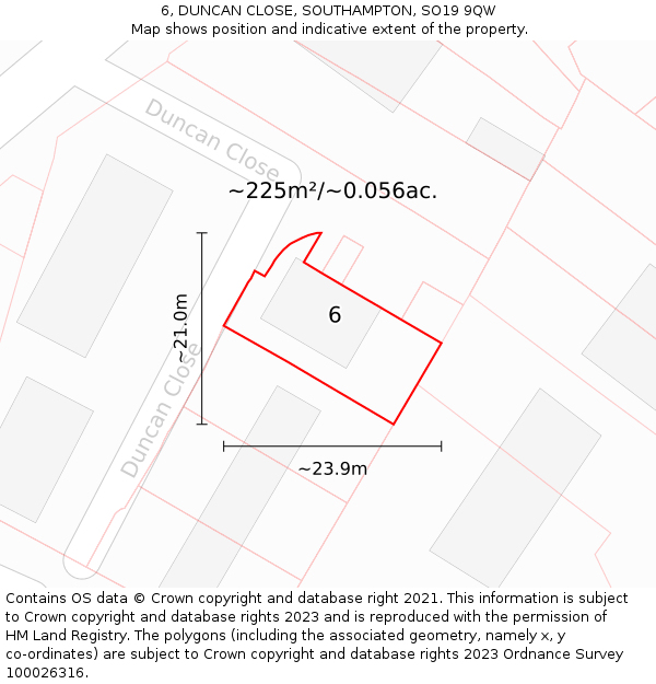 6, DUNCAN CLOSE, SOUTHAMPTON, SO19 9QW: Plot and title map