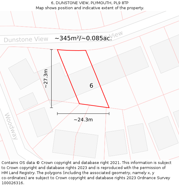 6, DUNSTONE VIEW, PLYMOUTH, PL9 8TP: Plot and title map