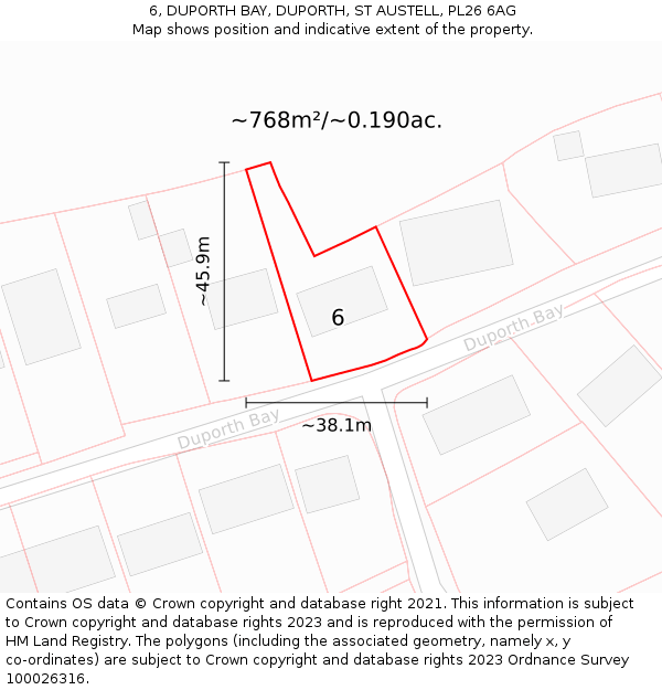 6, DUPORTH BAY, DUPORTH, ST AUSTELL, PL26 6AG: Plot and title map