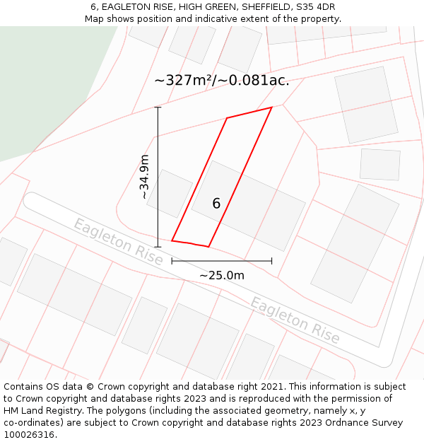 6, EAGLETON RISE, HIGH GREEN, SHEFFIELD, S35 4DR: Plot and title map