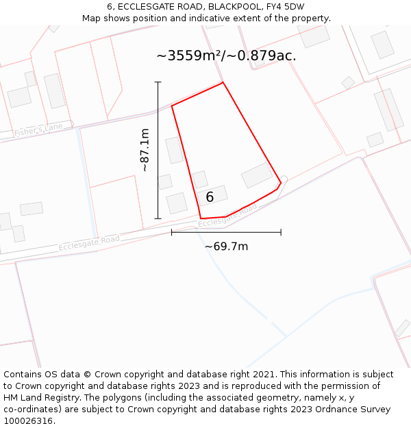 6, ECCLESGATE ROAD, BLACKPOOL, FY4 5DW: Plot and title map