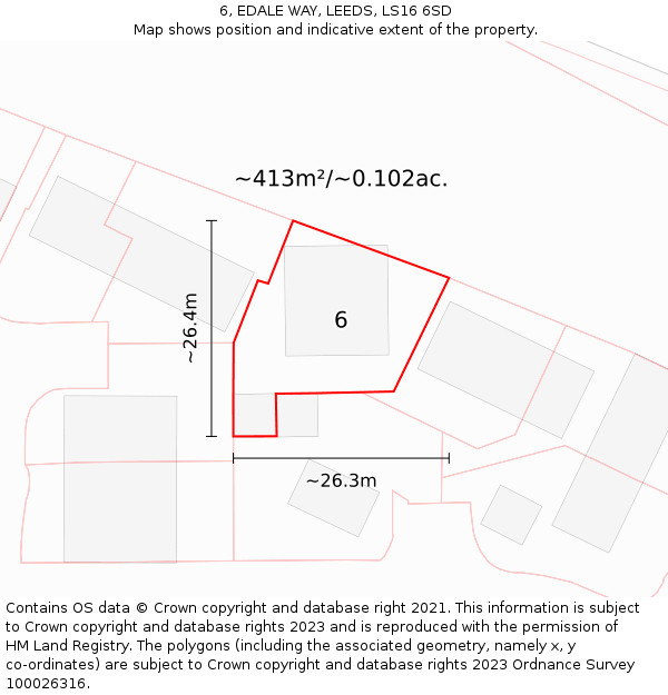 6, EDALE WAY, LEEDS, LS16 6SD: Plot and title map