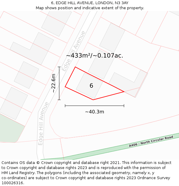 6, EDGE HILL AVENUE, LONDON, N3 3AY: Plot and title map