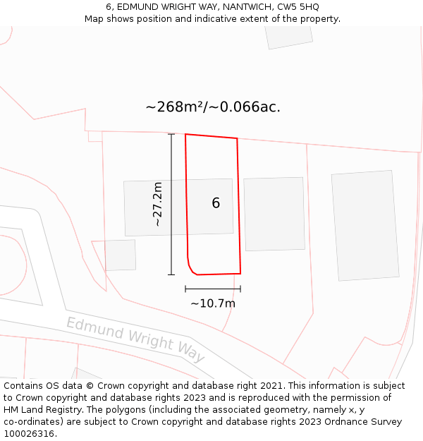 6, EDMUND WRIGHT WAY, NANTWICH, CW5 5HQ: Plot and title map