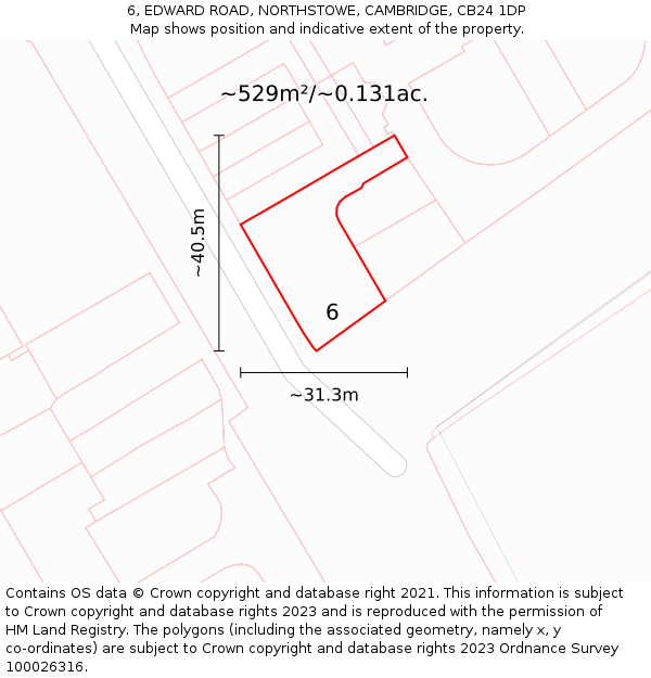 6, EDWARD ROAD, NORTHSTOWE, CAMBRIDGE, CB24 1DP: Plot and title map