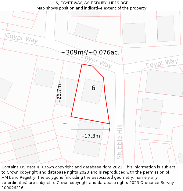 6, EGYPT WAY, AYLESBURY, HP19 8GP: Plot and title map