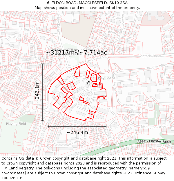 6, ELDON ROAD, MACCLESFIELD, SK10 3SA: Plot and title map