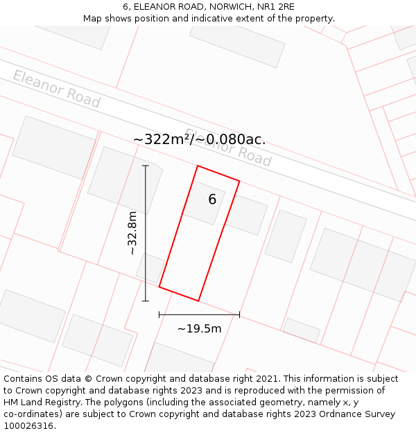 6, ELEANOR ROAD, NORWICH, NR1 2RE: Plot and title map