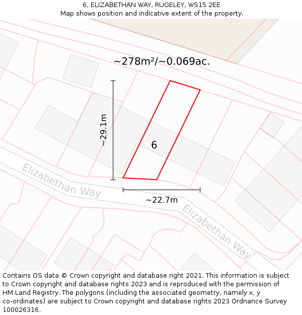 6, ELIZABETHAN WAY, RUGELEY, WS15 2EE: Plot and title map