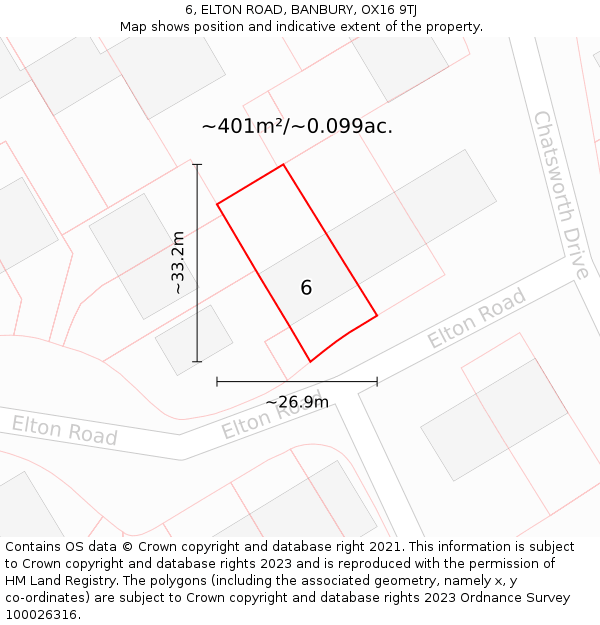 6, ELTON ROAD, BANBURY, OX16 9TJ: Plot and title map