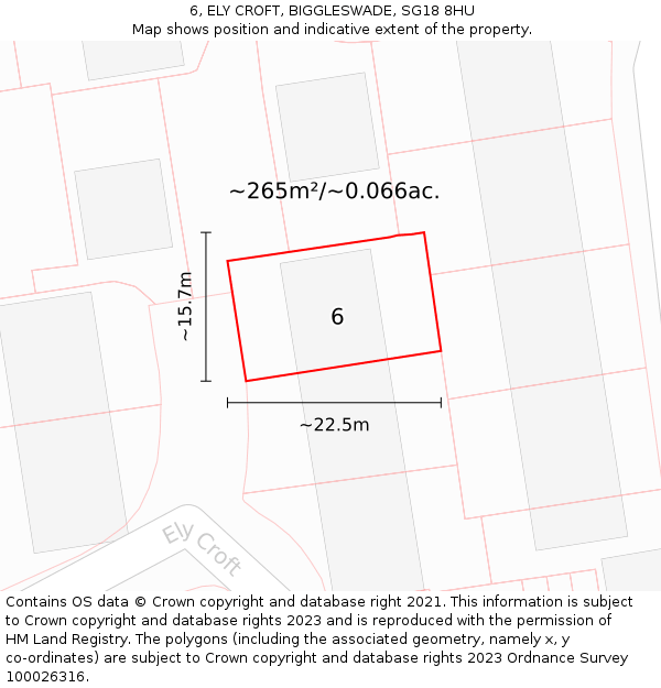 6, ELY CROFT, BIGGLESWADE, SG18 8HU: Plot and title map