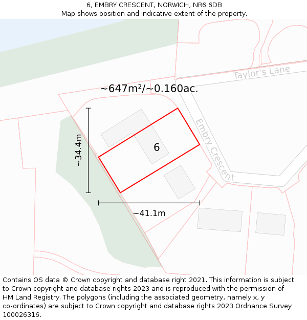 6, EMBRY CRESCENT, NORWICH, NR6 6DB: Plot and title map